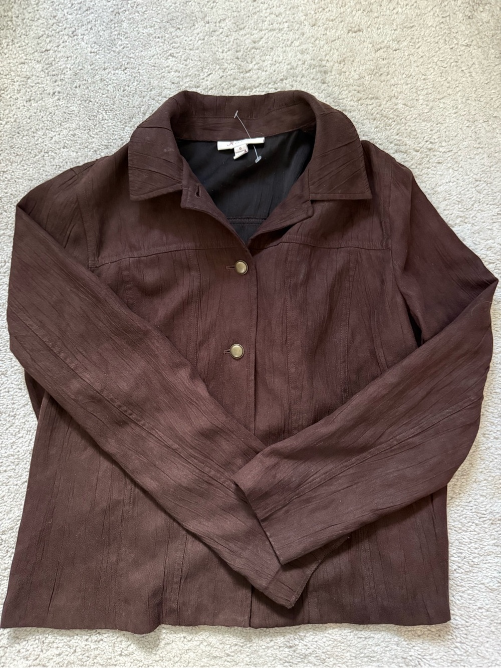 JM Collection Brown Button-Front Women's Shirt Jacket